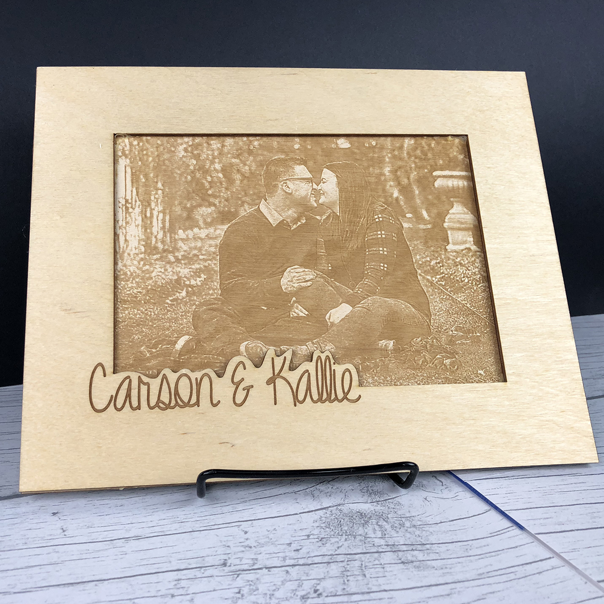 Photo etched onto wood